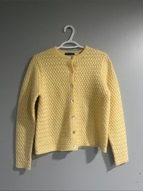 Karen Scott Yellow Knitted Button-Front Cardigan Petite Medium